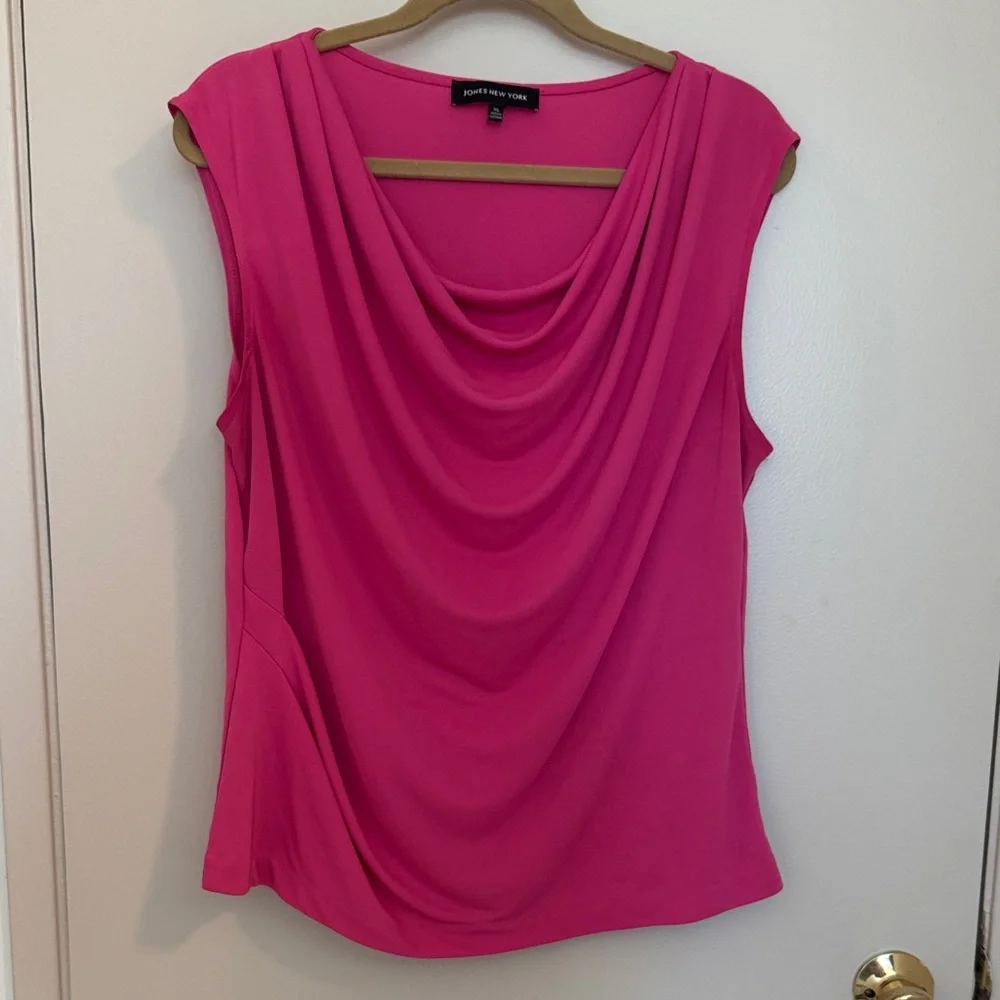 Jones New York Fuchsia Drape cowl Neck Blouse - Picture 1 of 3
